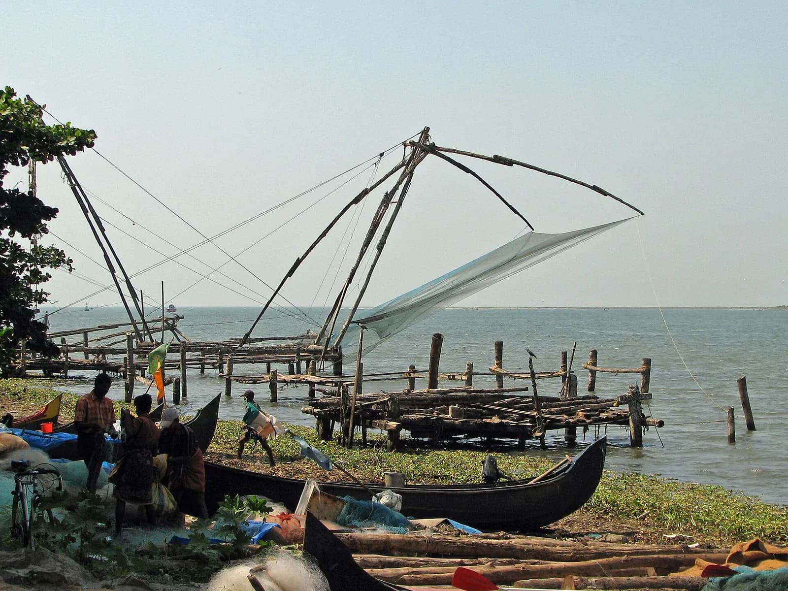 Chinese fishing nets on the waterfront in Fort Kochi, Kerala