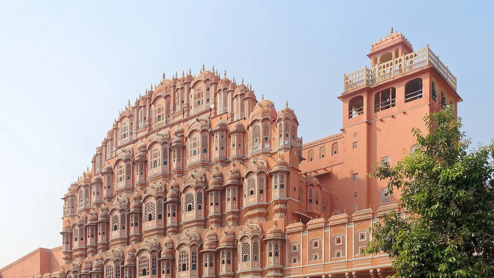 Amber Fort courtyard and hills near Jaipur, Rajasthan