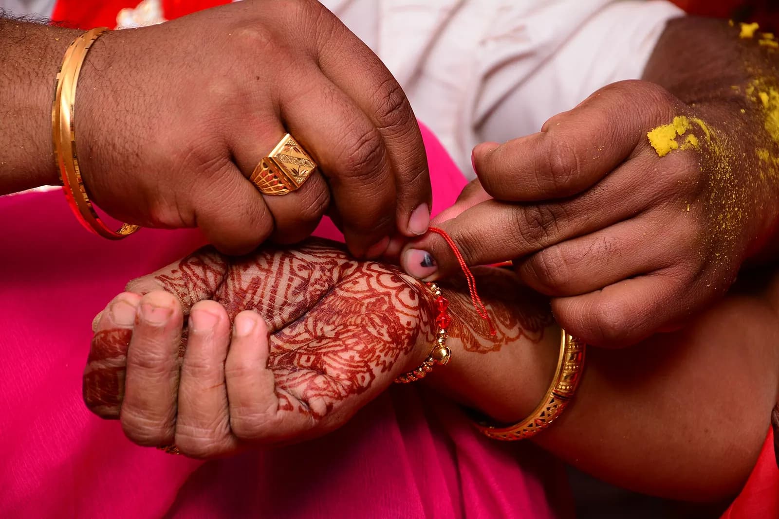 Close view of a traditional Indian wedding ritual in Punjab