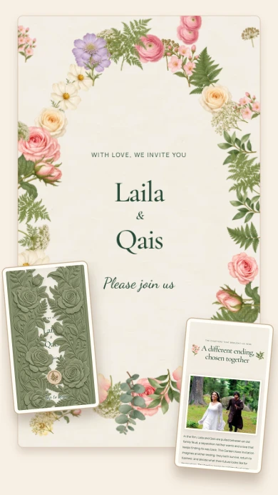 Garden Vows sample wedding invitation
